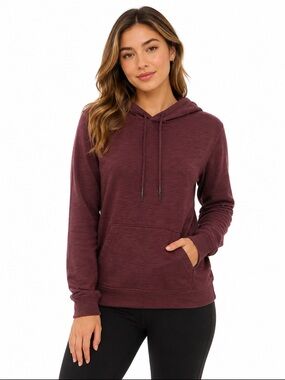 Evergreen‎ Women’s Burgundy Pullover Hoodie Sweatshirt Size L Cotton Blend